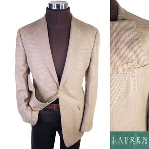 Ralph Lauren Tweed Blazer 42L 2 Button Houndstooth Sport Coat Jacket Wool/Silk